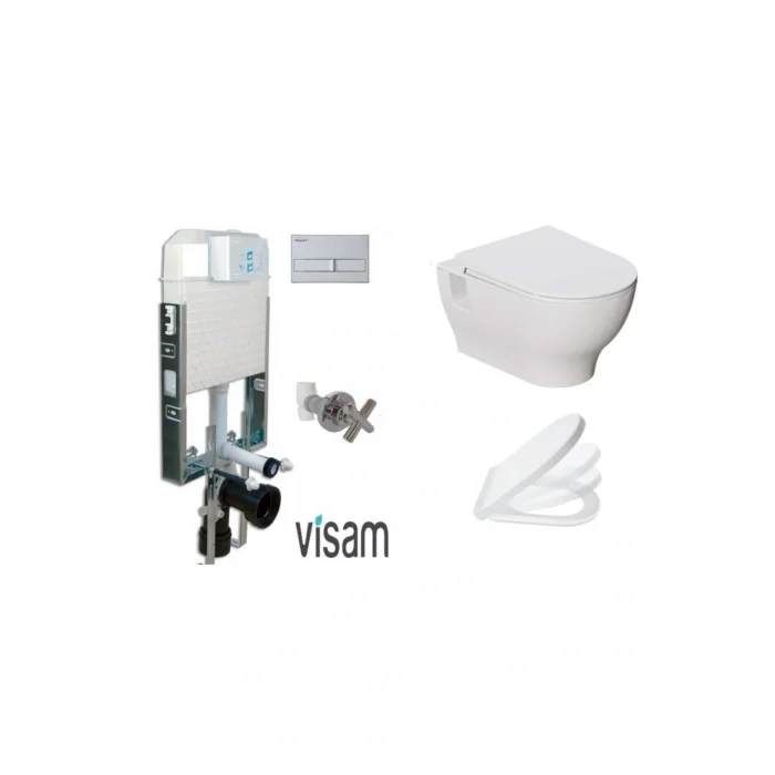 Genel Ürün -akgün Rimles Gömme Rezervuar Asma Klozet Seti Venüs 5 Parça Tam Set