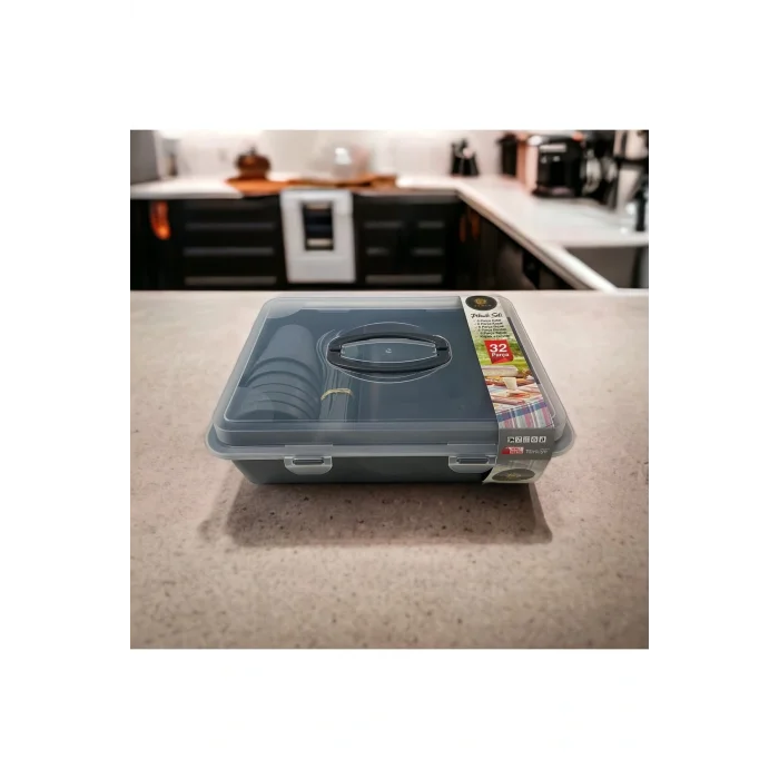 Genel Ürün Piknik Seti 6 Kişilik 32 Parça Çantalı Özel Saklama Kutusu Ile - Gri