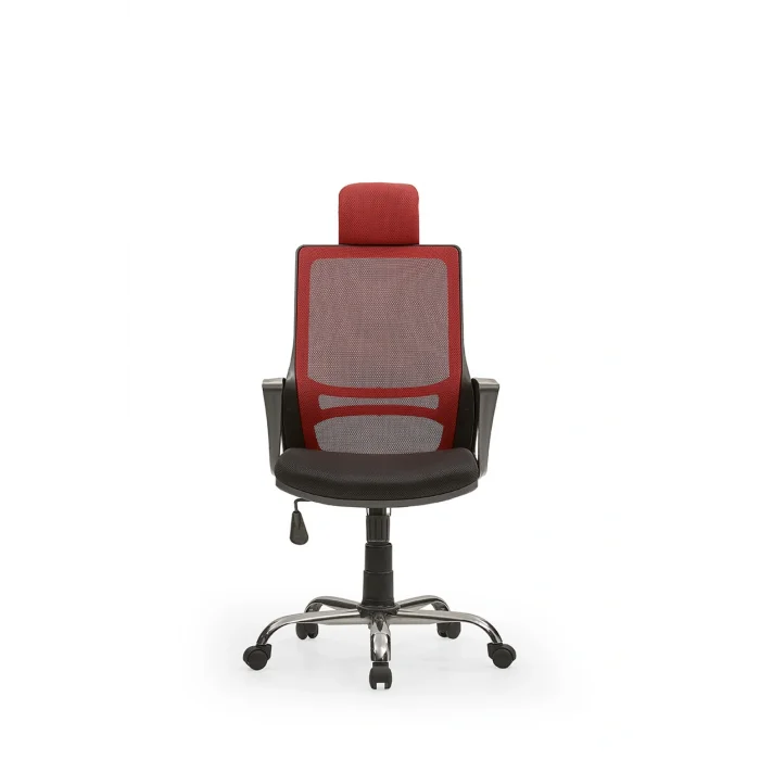 Genel Ürün Arya2 Bilgisayar Koltuğu - Ofis - Müdür - Büro - Çalışma Sandalyesi Kırmızı Siyah Renk Krom Ayaklı