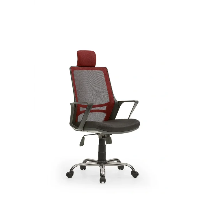 Genel Ürün Arya2 Bilgisayar Koltuğu - Ofis - Müdür - Büro - Çalışma Sandalyesi Bordo Siyah Renk Krom Ayaklı