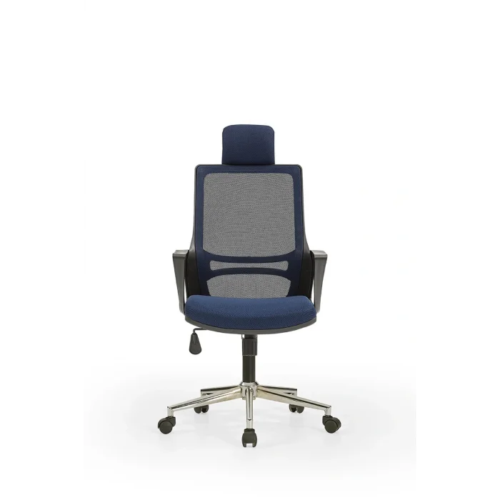 Genel Ürün Arya1 Bilgisayar Koltuğu Ofis Müdür Büro Çalışma Sandalyesi Lacivert Siyah Renk Krom Ayaklı