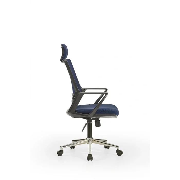 Genel Ürün Arya1 Bilgisayar Koltuğu Ofis Müdür Büro Çalışma Sandalyesi Lacivert Siyah Renk Krom Ayaklı