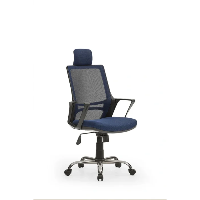 Genel Ürün Arya2 Bilgisayar Koltuğu Ofis Müdür Büro Çalışma Sandalyesi Lacivert Siyah Renk Krom Ayaklı