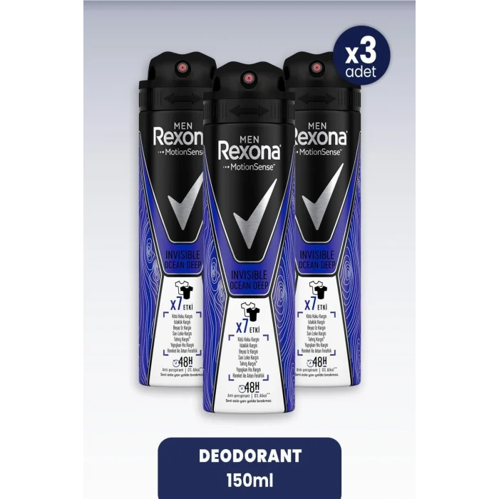Genel Ürün Men Sprey Deodorant Invisible Ocean Deep 150 Ml X 3 Adet