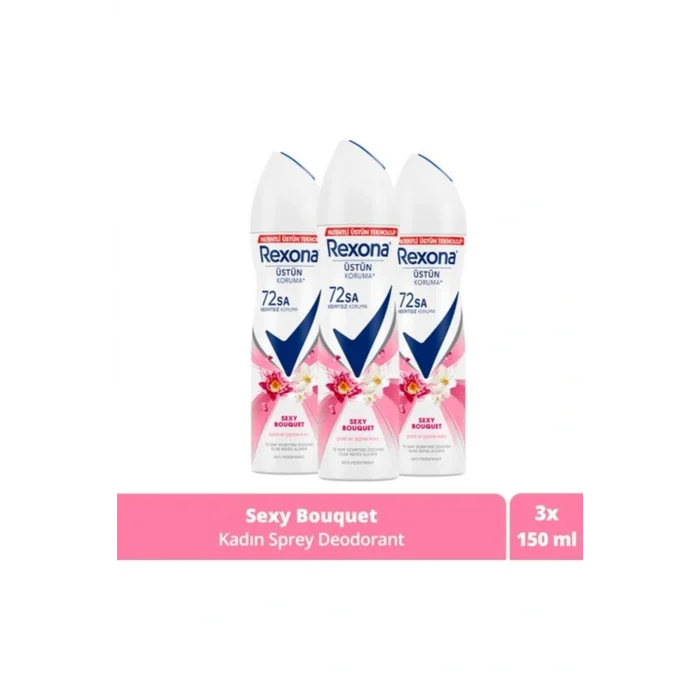 Kol Saati Kadın Sprey Deodorant Sexy Bouquet 72 Saat Kesintisiz Üstün Koruma 150 ml X3