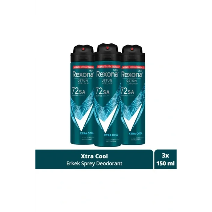 Kol Saati Men Erkek Sprey Deodorant Xtra Cool 72 Saat Kesintisiz Üstün Koruma 150 ml X3