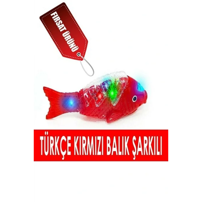 Oyuncak Müzikli[kırmızı Balık Kaç Şarkısı]ışıklı Yürüyen 23 Cm Pilli Oyuncak Balık