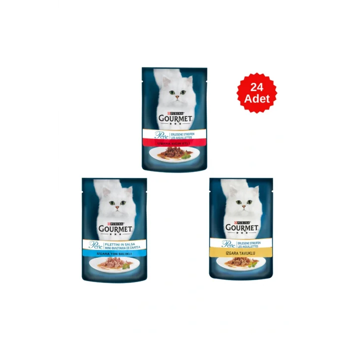 Genel Ürün Izgara Serisi Ton Tavuk Ve Sığır Etli Karışık Pouch Kedi Yaş Maması 85 Gr 24 Adet