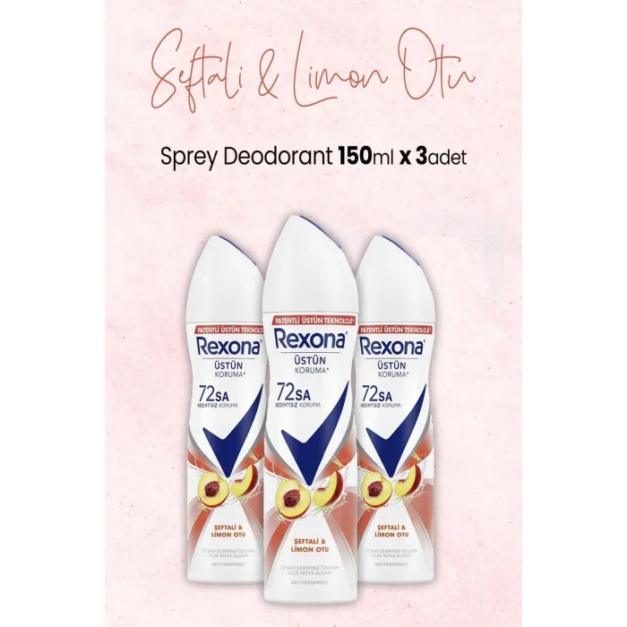 Genel Ürün Kadın Sprey Deodorant Şeftali ve Limon Otu 150 ml x 3 Adet