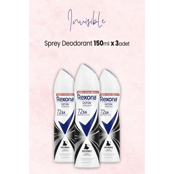 Genel Ürün Kadın Sprey Deodorant Invisible 150 ml x 3 Adet