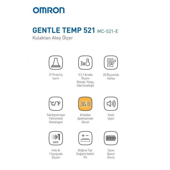 Genel Ürün Mc-521e Işıklı Hafızalı Kulaktan Ateş Ölçer