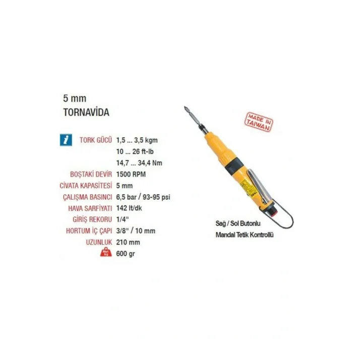 Genel Ürün AT-4050 Havalı Tornavida 5 mm
