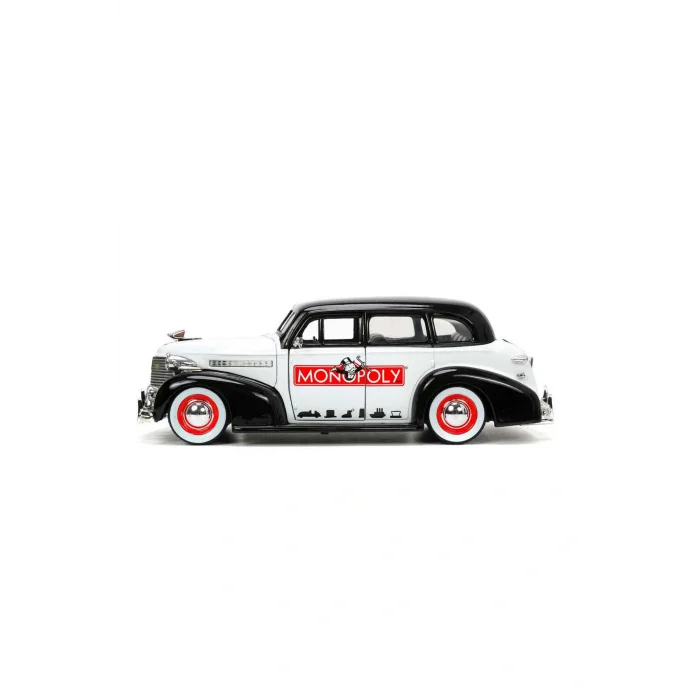 Oyuncak , 253255048, Mr. Monopoly Figür Ve 1939 Chevy Master Aracı 1:24, Die-cast (METAL), 1:24 Ölçekli
