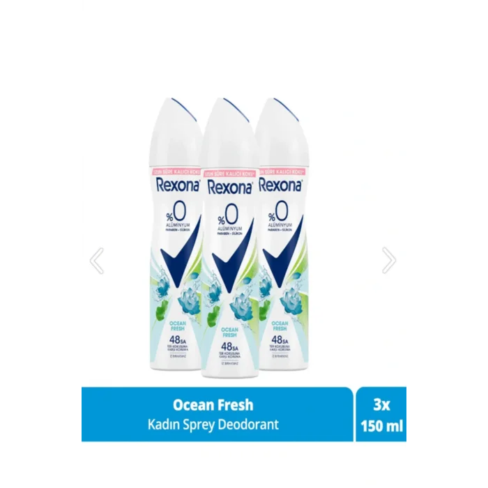 Kol Saati Sprey Deodorant Ocean Fresh 48 Saat Koruma 150 ml X3