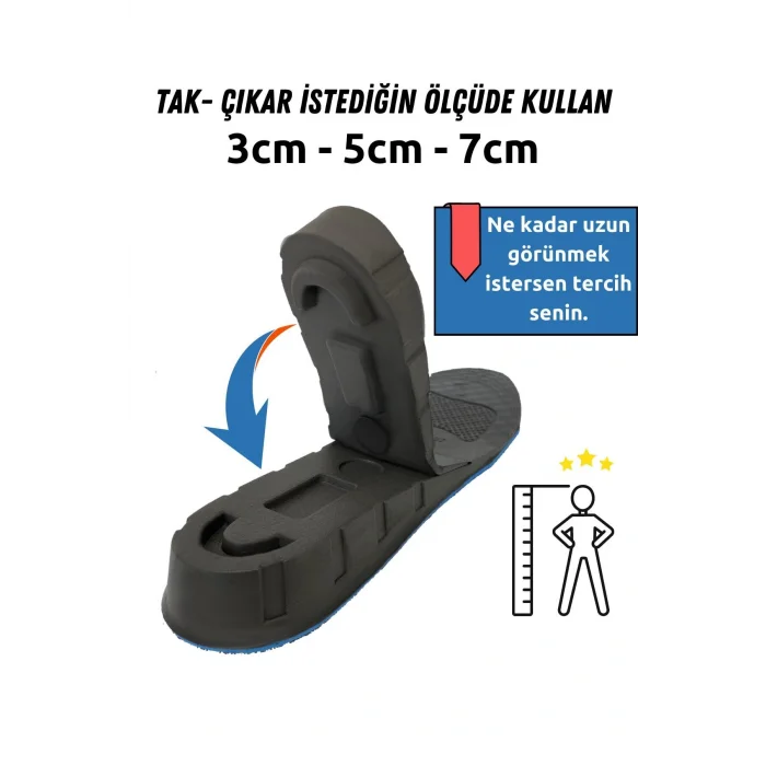 Genel Ürün 7 Cm Boy Uzatıcı Tabanlık Ünisex Geliştirilmiş Özel Üretim Gizli Topuk Yükseltici