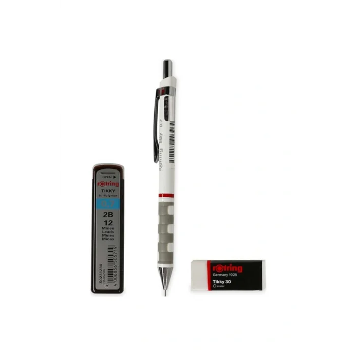Genel Ürün Tikky Okul Seti 0.7 mm Beyaz Versatil Kalem + Silgi + Uç