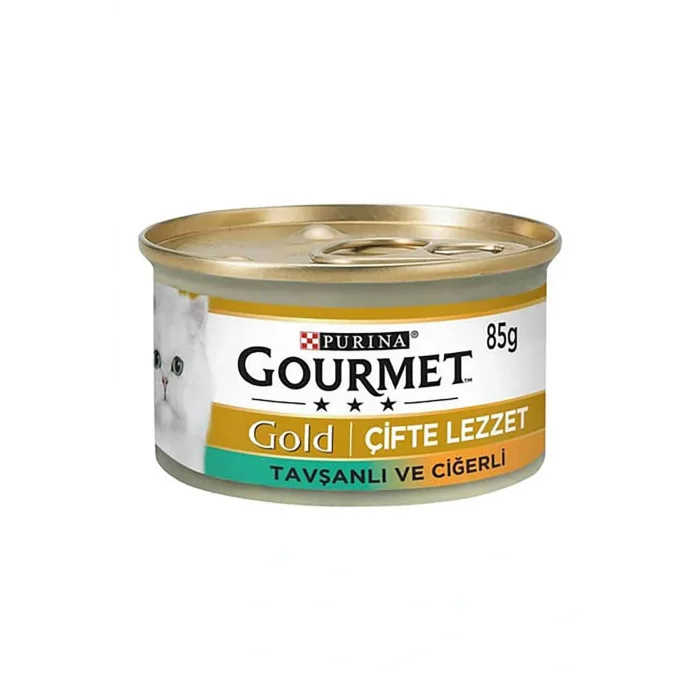 Genel Ürün GOLD Parça Etli ve Soslu Ciğerli ve Tavşan Etli Kedi Konserve Maması - 85 Gr x 24 Ad