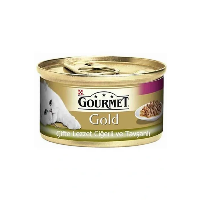 Genel Ürün GOLD Parça Etli ve Soslu Ciğerli ve Tavşan Etli Kedi Konserve Maması - 85 Gr x 24 Ad