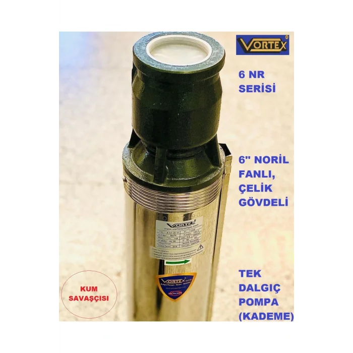 Genel Ürün 6 NR 42-04 7.5 HP Motora Paslanmaz Çelik Gövdeli Norly Fanlı KUM Savaşcısı 6 Dalgıç Pompa Kademesi