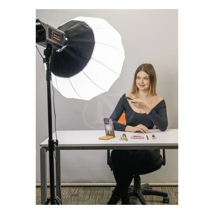 Lamba Fotoğraf Stüdyosu Led Sürekli Video Işığı Lambası 65 Cm Bowens Fener Tarzı Softbox 210 Cm