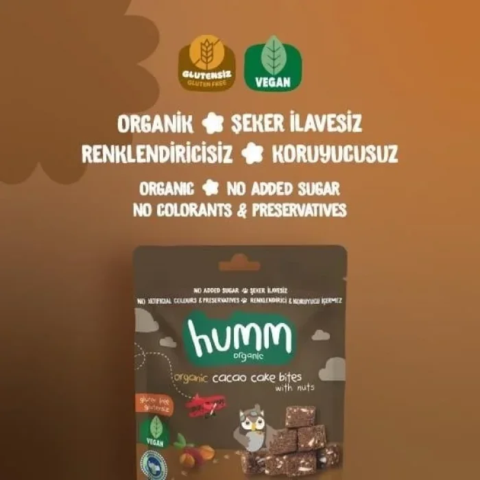 BUĞZ Humm Organik Glutensiz Vegan Kakaolu ve Fındıklı Kek - 30 gr