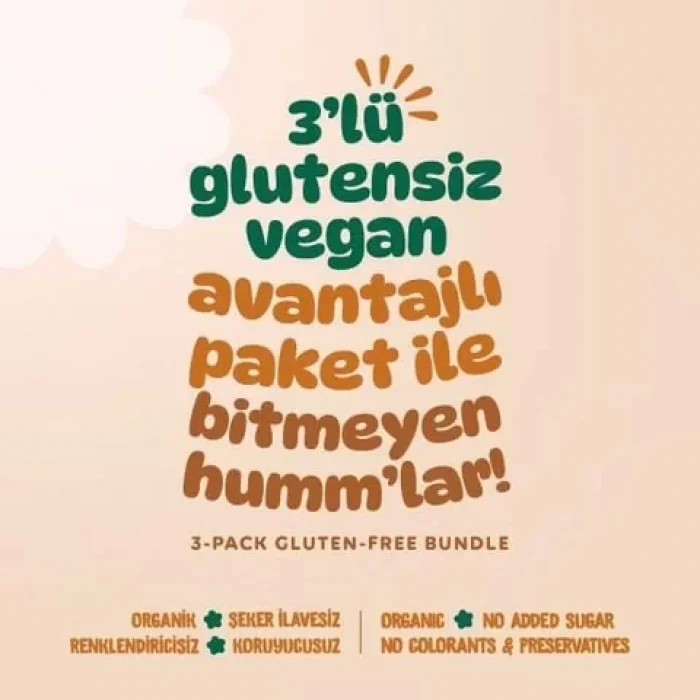 BUĞZ Humm Organik Glutensiz Vegan Kek Atıştırmalık Paketi - 3 adet (3 çeşit)