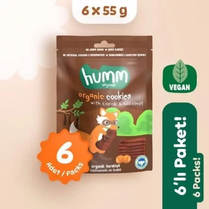 BUĞZ Humm Organik Vegan Keçiboynuzlu ve Fındıklı Kurabiye 6lı Set