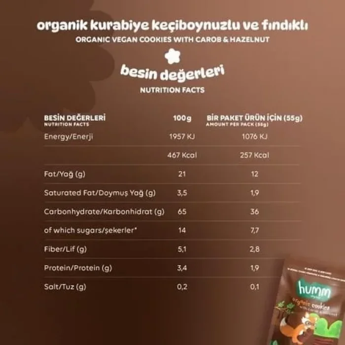 BUĞZ Humm Organik Vegan Keçiboynuzlu ve Fındıklı Kurabiye 6lı Set