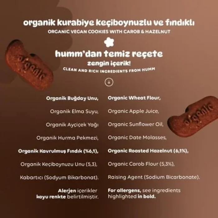 BUĞZ Humm Organik Vegan Keçiboynuzlu ve Fındıklı Kurabiye 6lı Set
