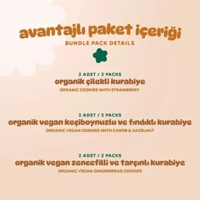 BUĞZ Humm Organik Kurabiye 6lı Set (Keçiboynuzlu ve Fındıklı & Zencefilli ve Tarçınlı & Çilekli)