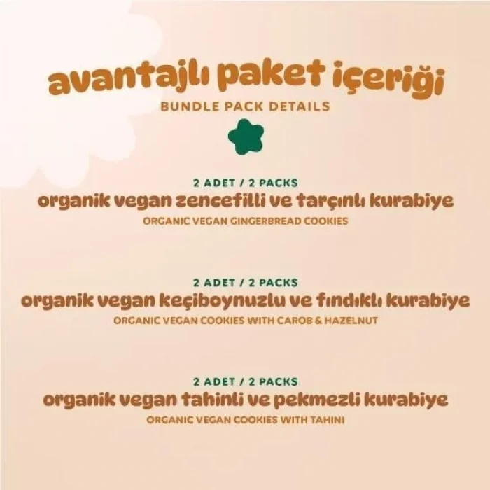 BUĞZ Humm Organik Kurabiye 6lı Set (Keçiboynuzlu ve Fındıklı & Zencefilli ve Tarçınlı & Tahinli ve Pekmezli)