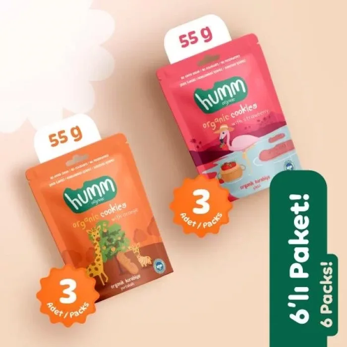 BUĞZ Humm Organik Kurabiye 6lı Set (Portakallı & Çilekli)