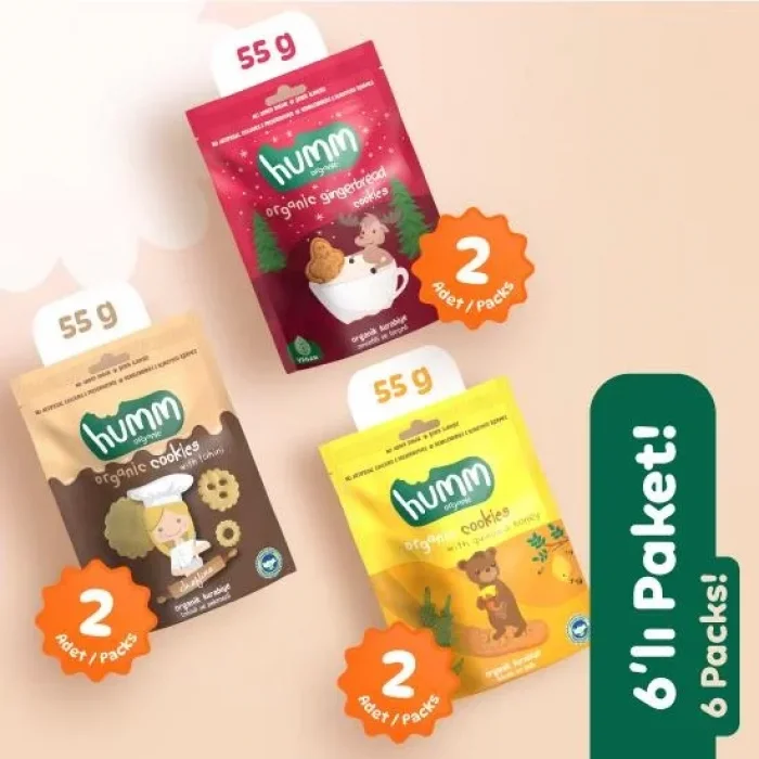 BUĞZ Humm Organik Kurabiye 6lı Set (Tahinli ve Pekmezli & Zencefilli ve Tarçınlı & Ballı ve Kinoalı)