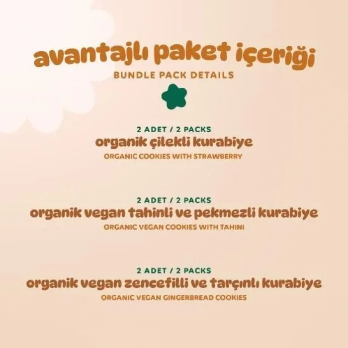BUĞZ Humm Organik Kurabiye 6lı Set (Tahinli ve Pekmezli & Zencefilli ve Tarçınlı & Çilekli)