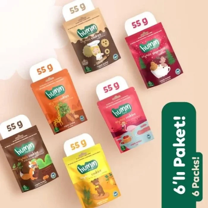 BUĞZ Humm Organik Kurabiye 6lı Set (Tahinli ve Pekmezli & Zencefilli ve Tarçınlı & Portakallı & Keçiboynuzlu ve Fındıklı & Ballı ve Kinoalı & Çilekli)