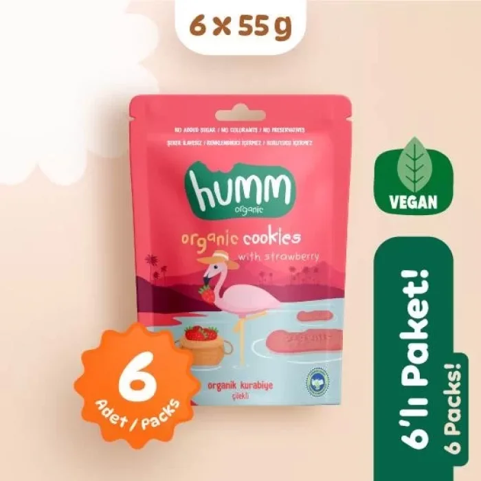 BUĞZ Humm Organik Vegan Çilekli Kurabiye 6lı Set