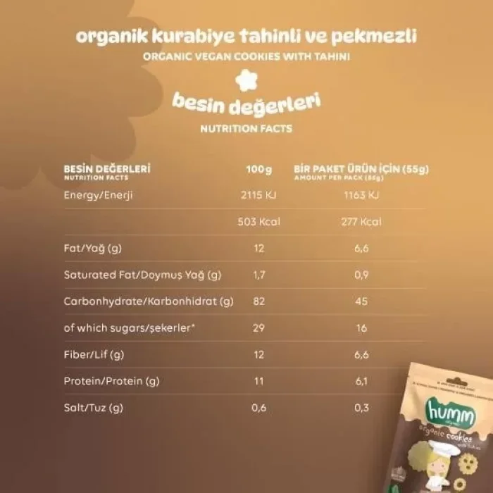BUĞZ Humm Organik Vegan Tahinli ve Pekmezli Kurabiye