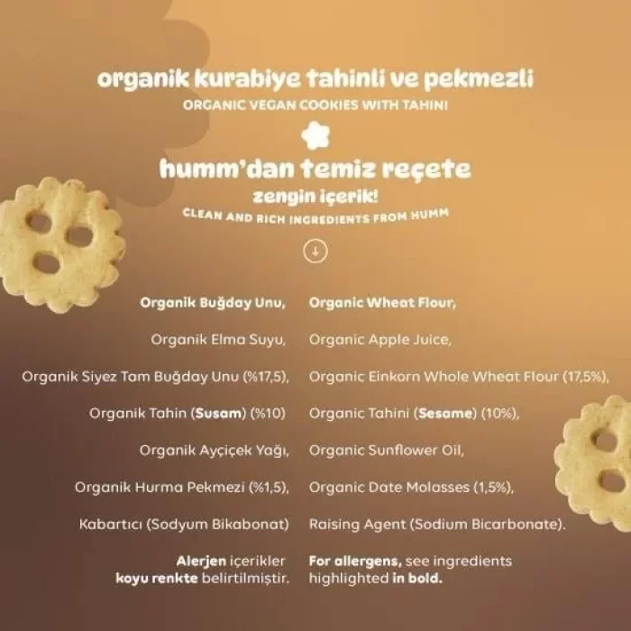 BUĞZ Humm Organik Vegan Tahinli ve Pekmezli Kurabiye