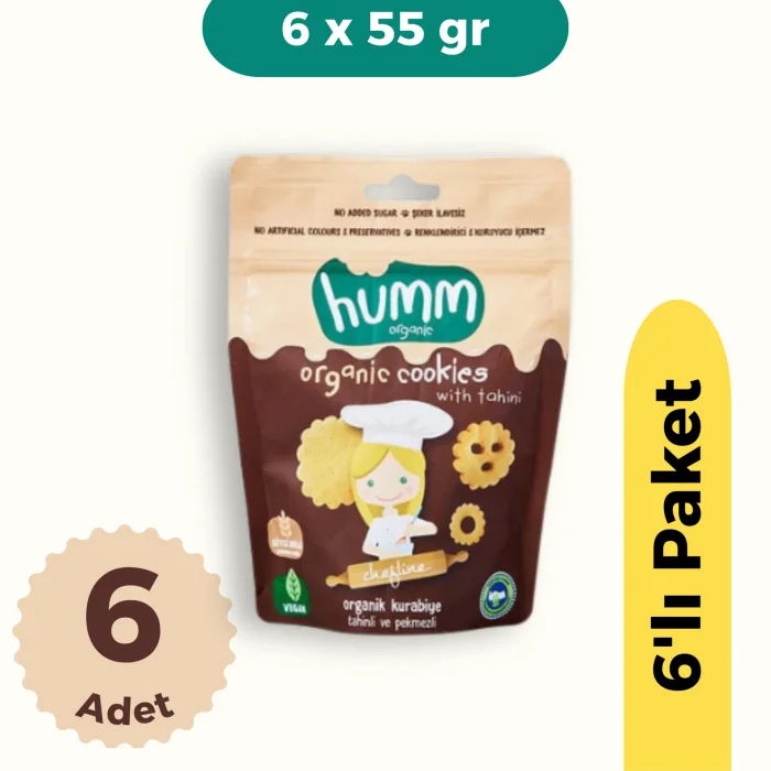 BUĞZ Humm Organik Vegan Tahinli ve Pekmezli Kurabiye 6lı Set