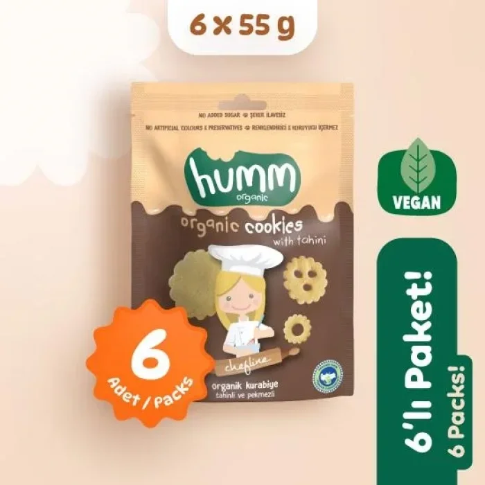 BUĞZ Humm Organik Vegan Tahinli ve Pekmezli Kurabiye 6lı Set