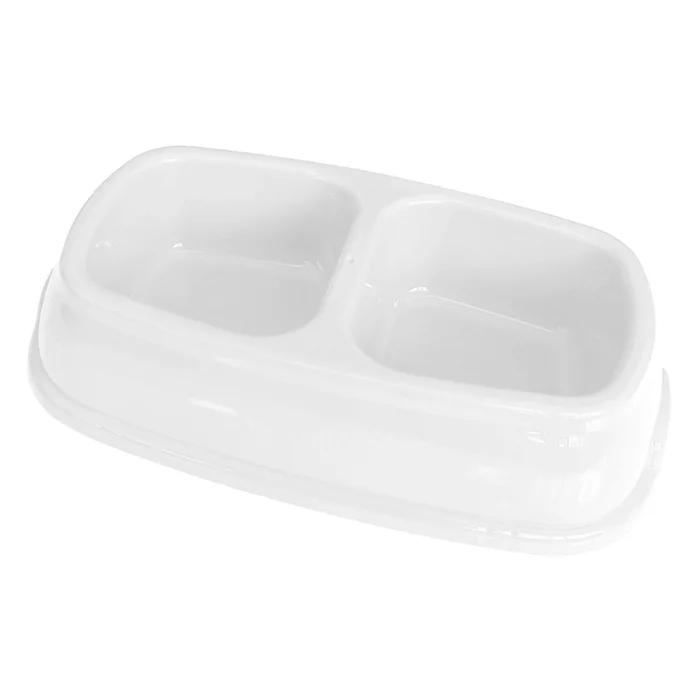 İkili Plastik Mama Ve Su Kabı 500 + 500 Ml Beyaz