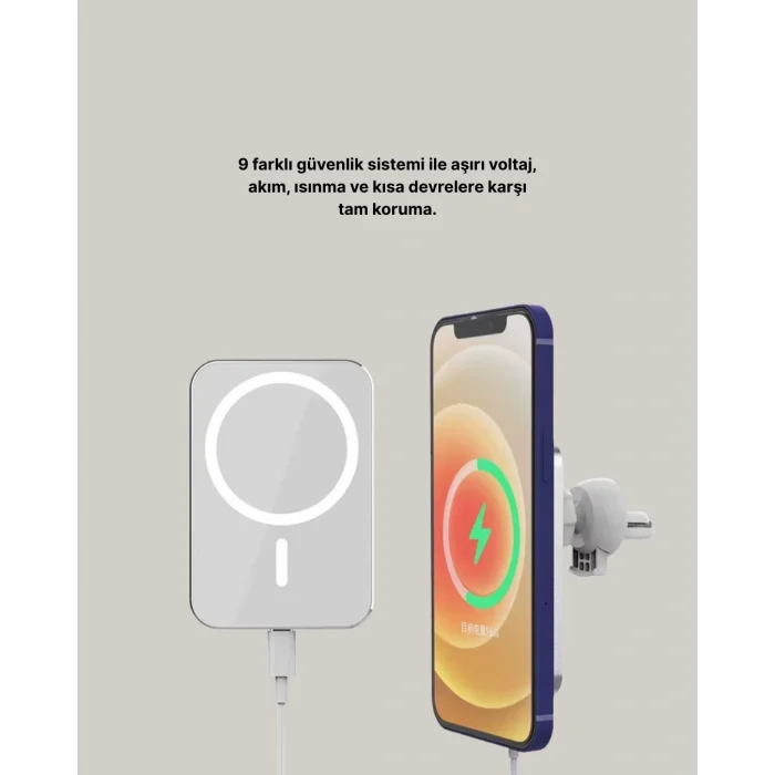 iPhone Serileri ile Uyumlu MagSafe Manyetik Araç Telefon Tutucu ve Şarj Cihazı