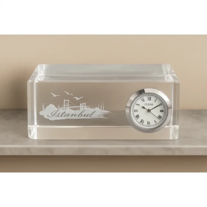 İstanbul Tasarımlı Kristal Saatli Biblo