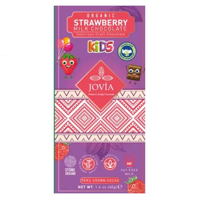 BUĞZ Jovia Organik Sütlü Çikolata Çilekli (Çocuk) 40 gr