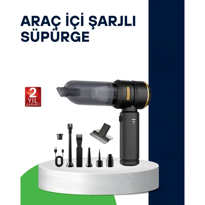 Kablosuz Şarjlı Araç İçi ve Küçük Alanlar İçin Güçlü Vakumlu Süpürge