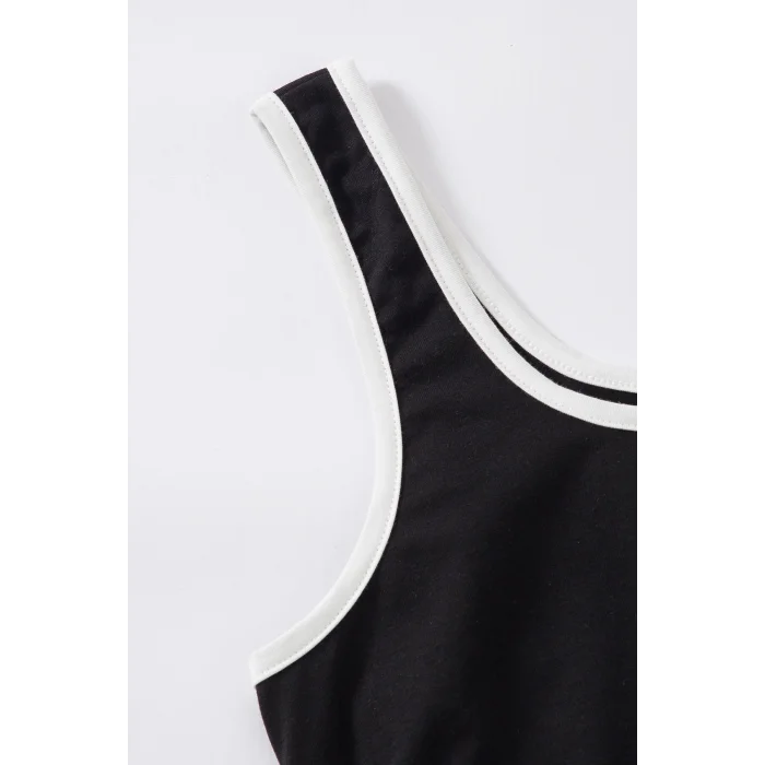 Kadın Siyah Askılı Crop Top ve Şortlu Gecelik Takım