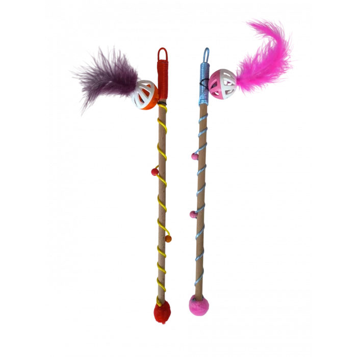 Karamel Sesli Toplu Tüylü Kedi Oltası 40-50 cm Renkli