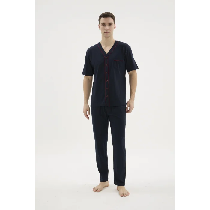 Kocabey 2113V.Yaka Boydan Düğmeli Pijama Takım
