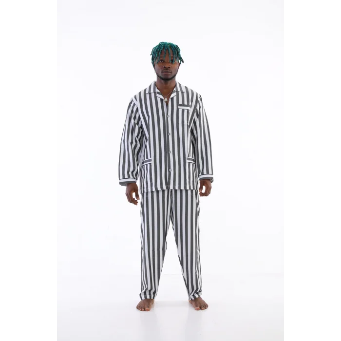 Kocabey 4007 Uzun Kol Çizgili Gaffur Erkek Pijama Takım