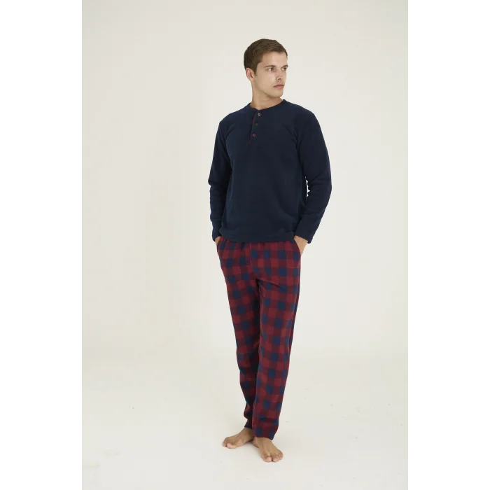 Kocabey 7304 Erkek Midi Yaka Pijama Takım